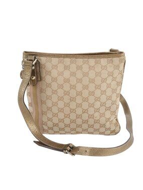 Gucci GG Canvas Leather Shoulder Bag Crossbody Ebm